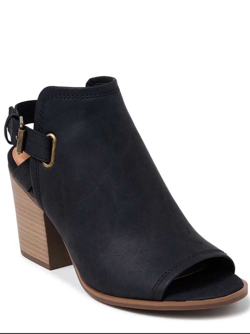 Time and Tru Black Peep Toe Block Heel Bootie